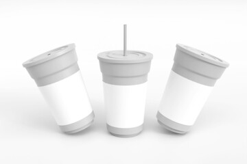 Disposable cup mockup. Template for mock up your design. 3d illustration