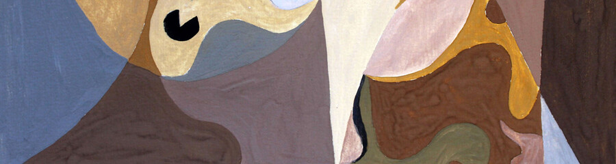 The abstract composition is written in gouache in restrained tones. Brown, yellow ochre, gray of various shades and black gouache. A picture for a modern interior, a background for your design.