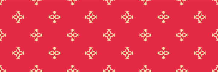 Bright background pattern with decorative elements on a red background for your design, seamless pattern, wallpaper texture. Vector illustration 