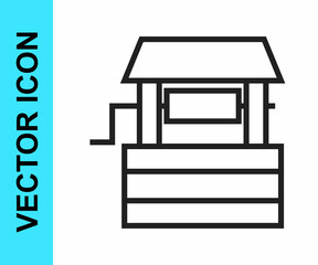 Black line Well icon isolated on white background. Vector