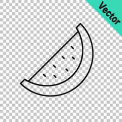 Black line Watermelon icon isolated on transparent background. Vector