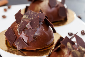 chocolate cream cake made of chocolate dough