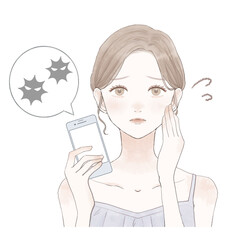 ウイルスに感染したスマホを持つ女性