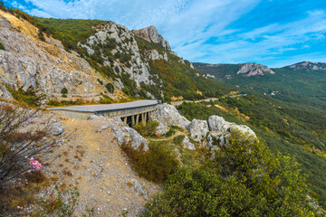 Laspi mountain pass, view of tunnel and Garin Mikhailovsky cliff - 470237007