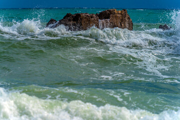 rocks in the sea and waves,