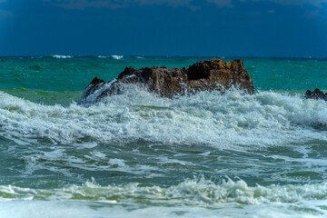 rocks in the sea and waves,