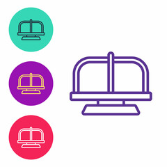 Set line Attraction carousel icon isolated on white background. Amusement park. Childrens entertainment playground, recreation park. Set icons colorful. Vector