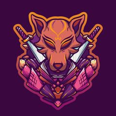 fox monster warrior vector esport logo design