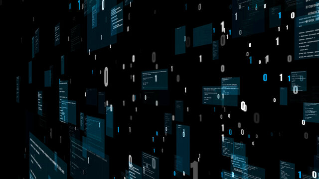 Visionary programming and coding of future software . 3D rendering computer graphic .