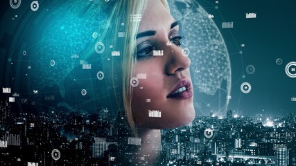 Conceptual business dashboard for financial data analysis . 3D render computer graphic .