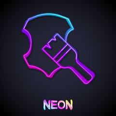 Glowing neon line Leather icon isolated on black background. Vector
