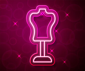 Glowing neon line Mannequin icon isolated on red background. Tailor dummy. Vector