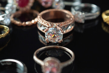 Beautiful diamond rings jewelry background