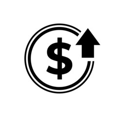 Illustration vector graphic of dollar up icon vector. Cost increase icon. Good for your symbol design for website computer and mobile vector