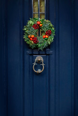 front door thanksgiving wreath blue bright harvest
