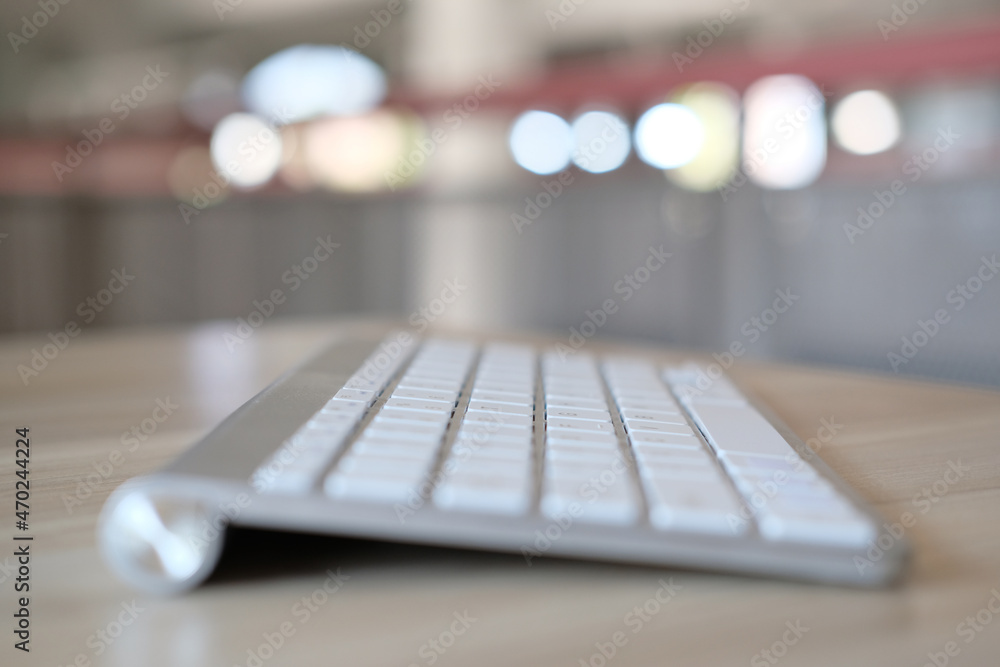 Poster business concept with a close up of a mouse and keyboard on a table