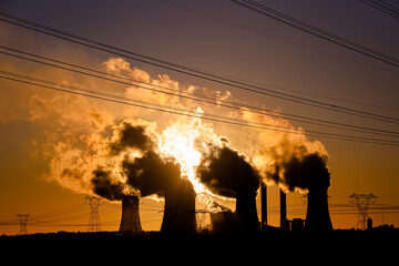 Sunrise on Lethabo Coal Power Station, South Africa