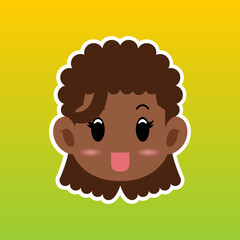 Cartoon illustration of an African American girl face with dreadlock hair in a flat style, this cute image is suitable for your colorful and flat project design elements, can also be used for sticker 