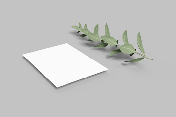 Realistic blank A4 flyer brochure for mockup. Paper or poster illustration. 3D Render.