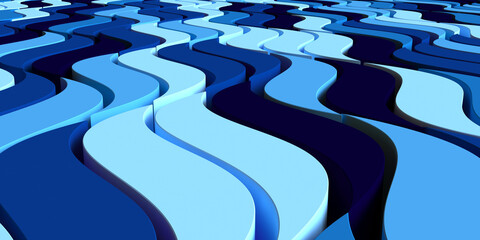 Fototapeta premium Volumetric blue waves as background and wallpaper. 3D rendering