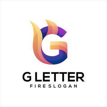 G letter with fire colorful gradient logo