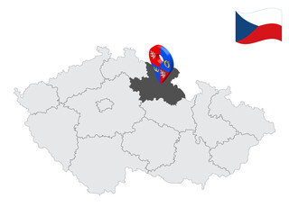 Location Hradec Kralove Region on map Czech Republic. 3d location sign similar to the flag of Hradec Kralove. Quality map  with  Regions of the Czech Republic for your design. EPS10