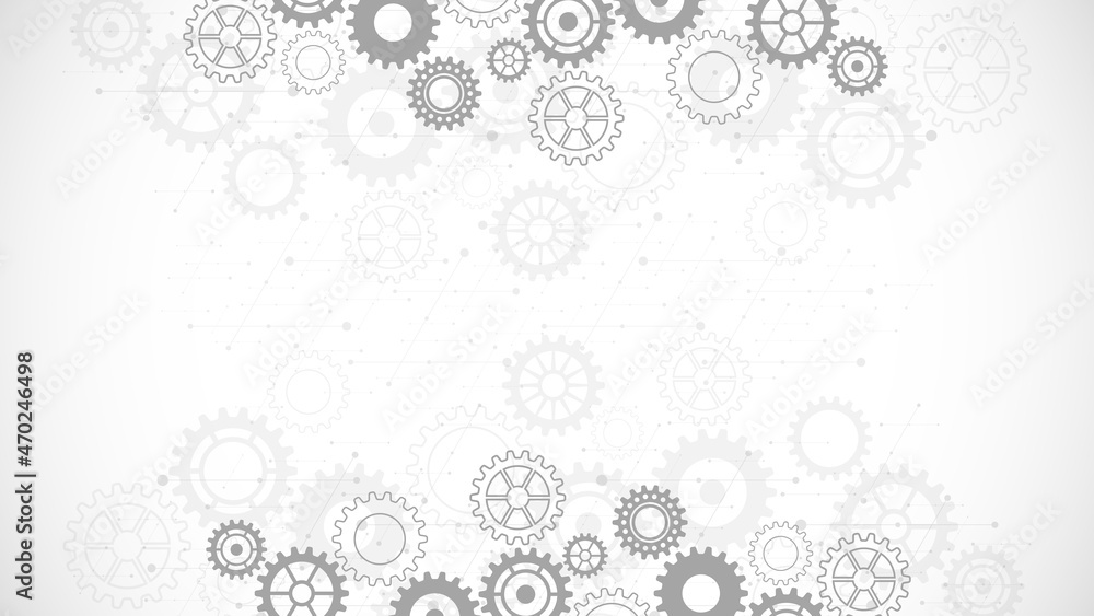 Poster cogs and gear wheel mechanisms. concepts and ideas for hi-tech digital technology and engineering de