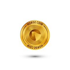 Horse Head Coin Vector. With gold color on a circle shape. Luxury and premium illustration