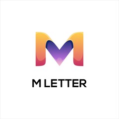 Letter m logo illustration gradient colorful