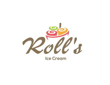 Colorful Ice Cream Roll Logo Template For Fast Food Company