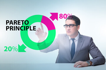 Businessman in pareto rule illustration