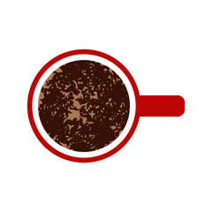 Cup with drink view top. Flat style. Design for greeting card, banner, poster. Vector illustration.