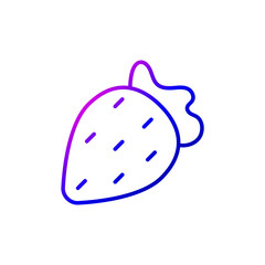 Strawberry outline icon. Sex shop logotype. Purple gradient symbol. Isolated vector illustration
