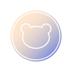 Bear. The linear icon has a white outline. Silhouette of a head of a wild animal in a gradient circle. Vector.