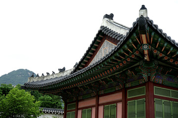 Fototapeta na wymiar 경복궁 문화재의 전통 건축물이 웅장하고 아름답습니다.