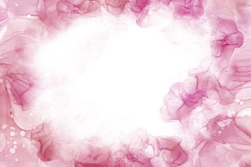 春のアルコールインクアートの幻想的抽象フレーム）白背景にピンクの波　ナチュラル　エレガント　マーブル