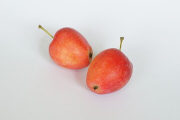 red candy apples on white background