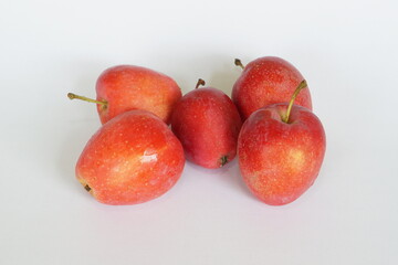 red candy apples on white background