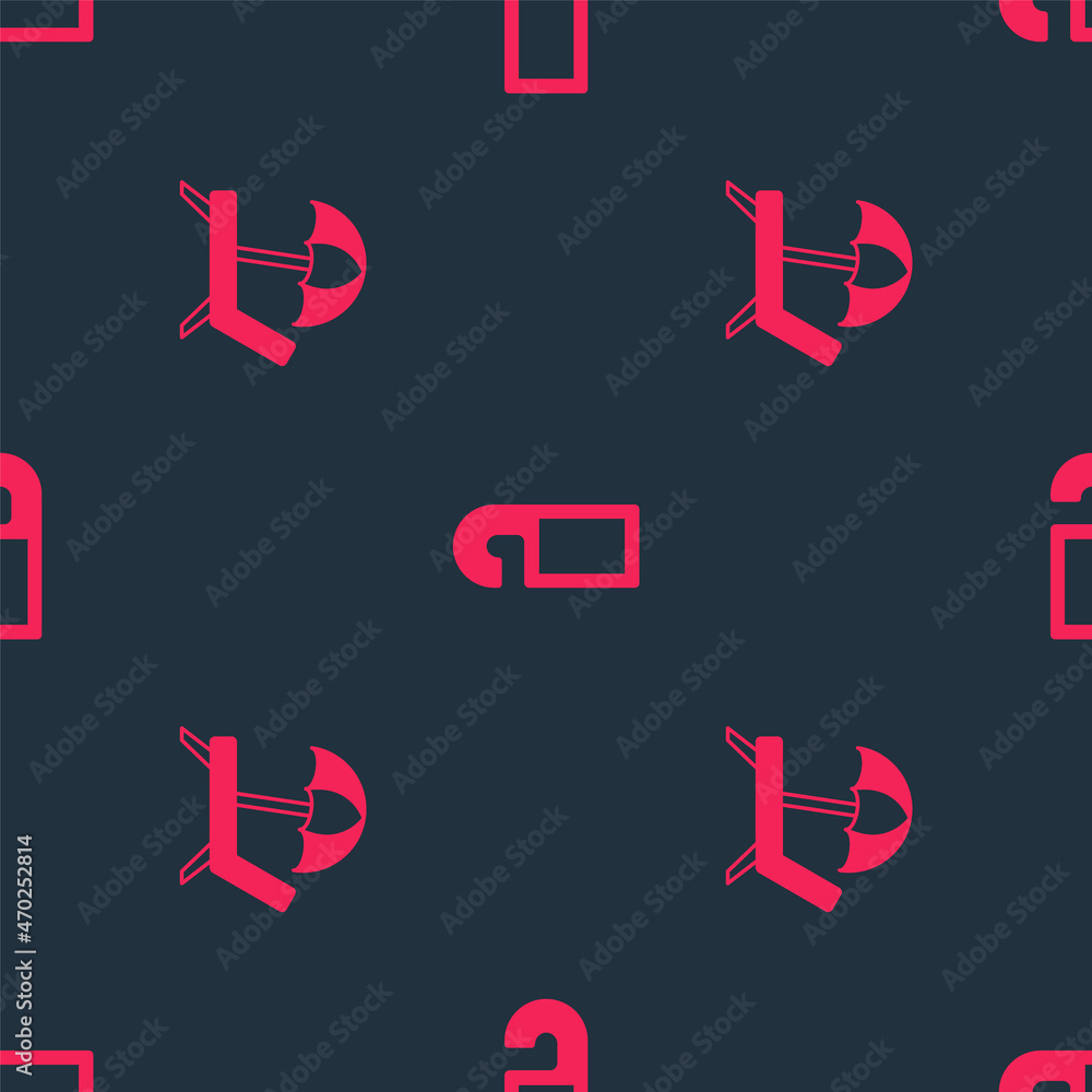 Poster set sunbed with umbrella and please do not disturb on seamless pattern. vector