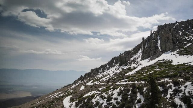 Time Lapse Snow on mountain peaks, near Mt Whitney Lone Pine Desert, California
