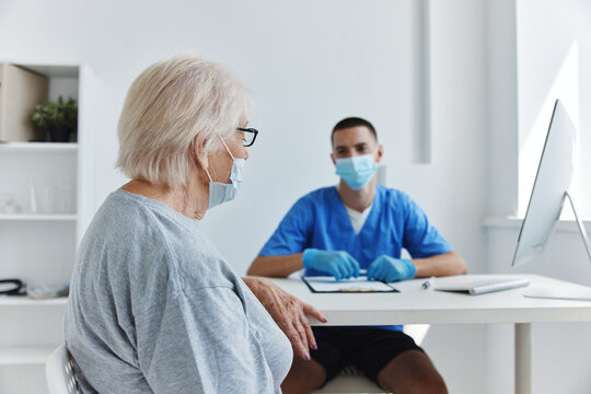 elderly patient hospital examination in the medical office
