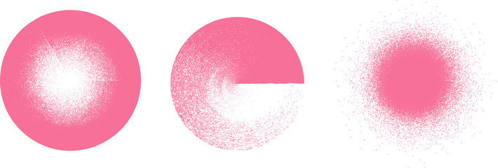 Distorted geometric shape . Minimal art design . Noise destroyed circle logo . Trendy defect error shapes . Glitched frame .Spray effect .Grunge texture . Distressed element .vector 