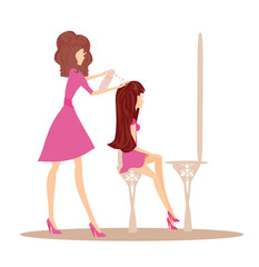 woman in hairdressing salon - isolated illustration
