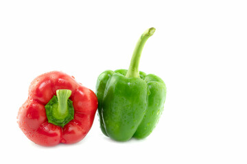 two colored bell peppers on a white background