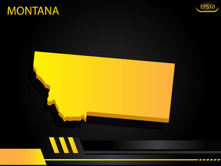 isometric map yellow of Montana on background yellow black frame design innovation concept. for text and message artwork design.Vector Illustration.