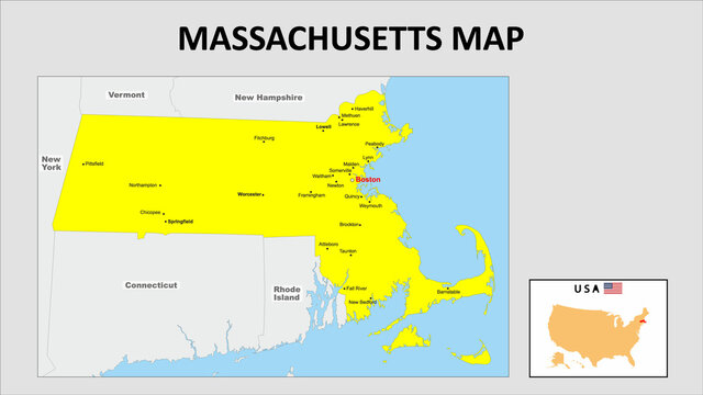 Massachusetts Map. State and district map of Massachusetts.