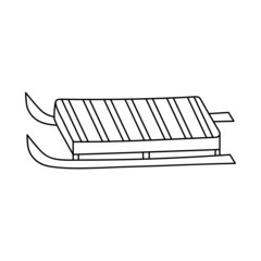 Classic wooden winter sled in doodle style. Vector illustration