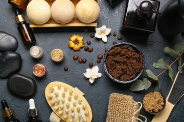 Spa set on dark background