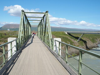 pedestrian bridge over the river skjalfandafljot , iceland