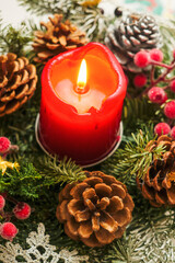 Simple nature scene. Green fir tree, lake and mountain in the background. Connemara, Ireland